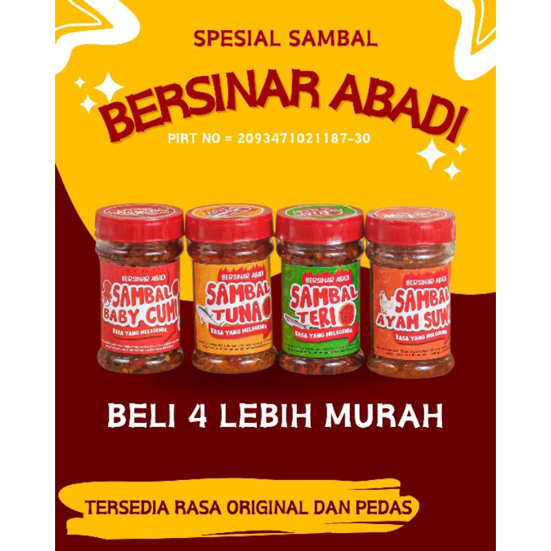 

[SAMBAL TOPLES] SAMBAL CUMI, TUNA, TERI, AYAM BERSINAR ABADI ASLI JOGJA