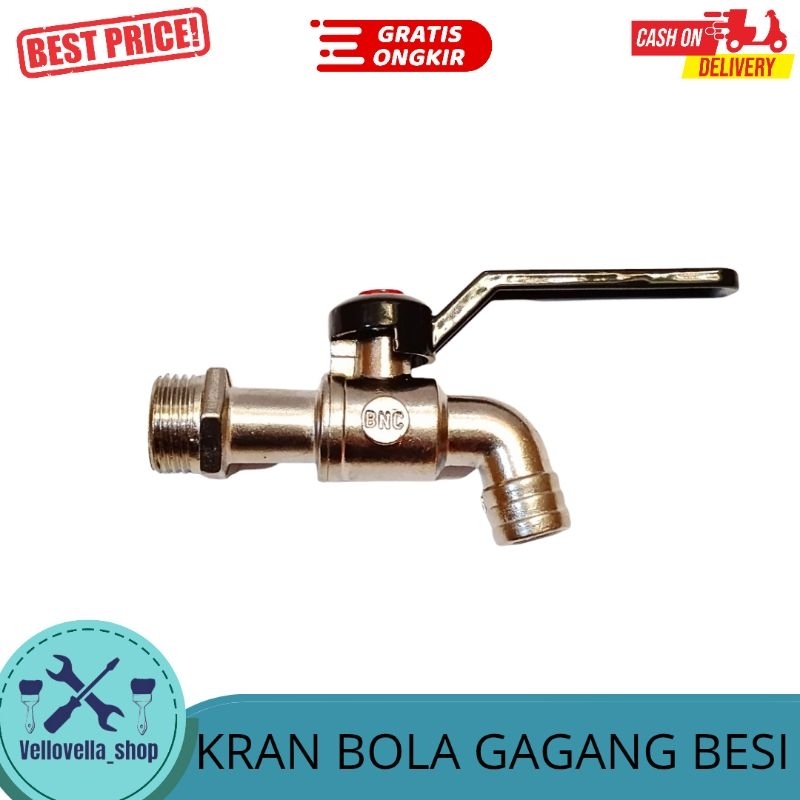 Kran air besi bola gagang hitam ukuran 1/2 Bonucci / kran taman gagang besi model engkol