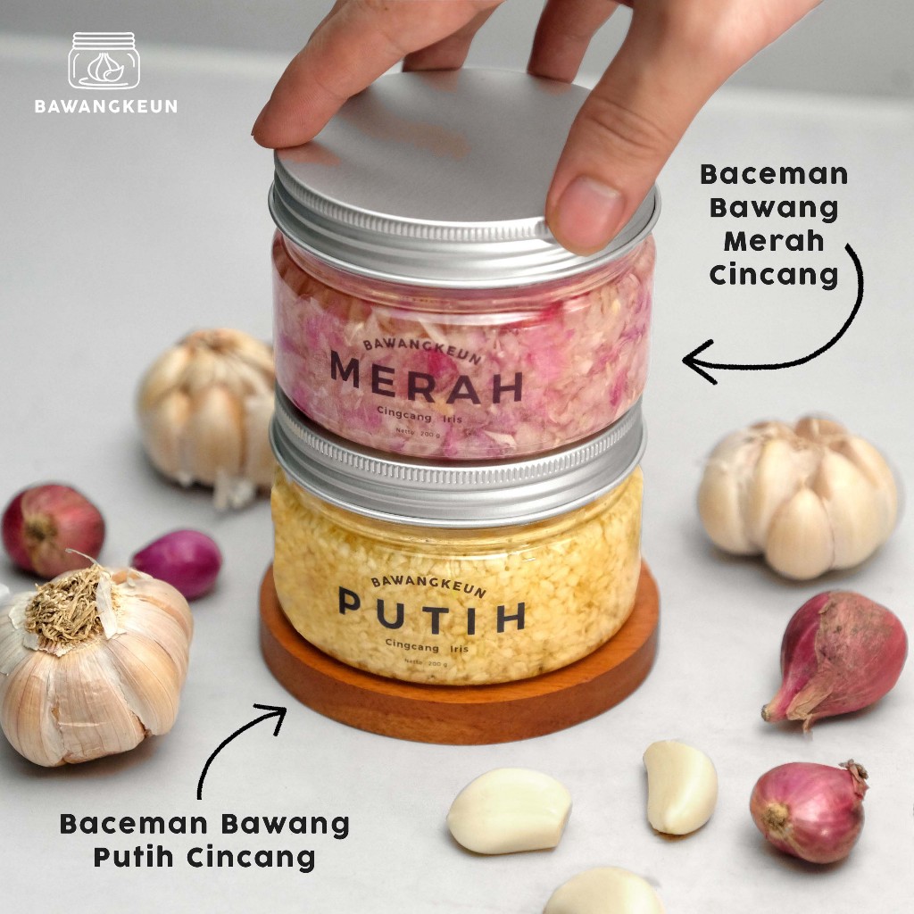 

Combo 2 Jar Bawang Putih Merah Bombay Cincang / Iris Minyak BAWANGKEUN BUMBU Baceman Bawang Cincang