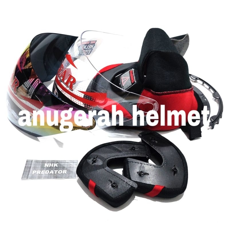 busa helm nhk predator fullset kancing plastik+kaca bening + kaca pelangi / busa nhk predator 2visor