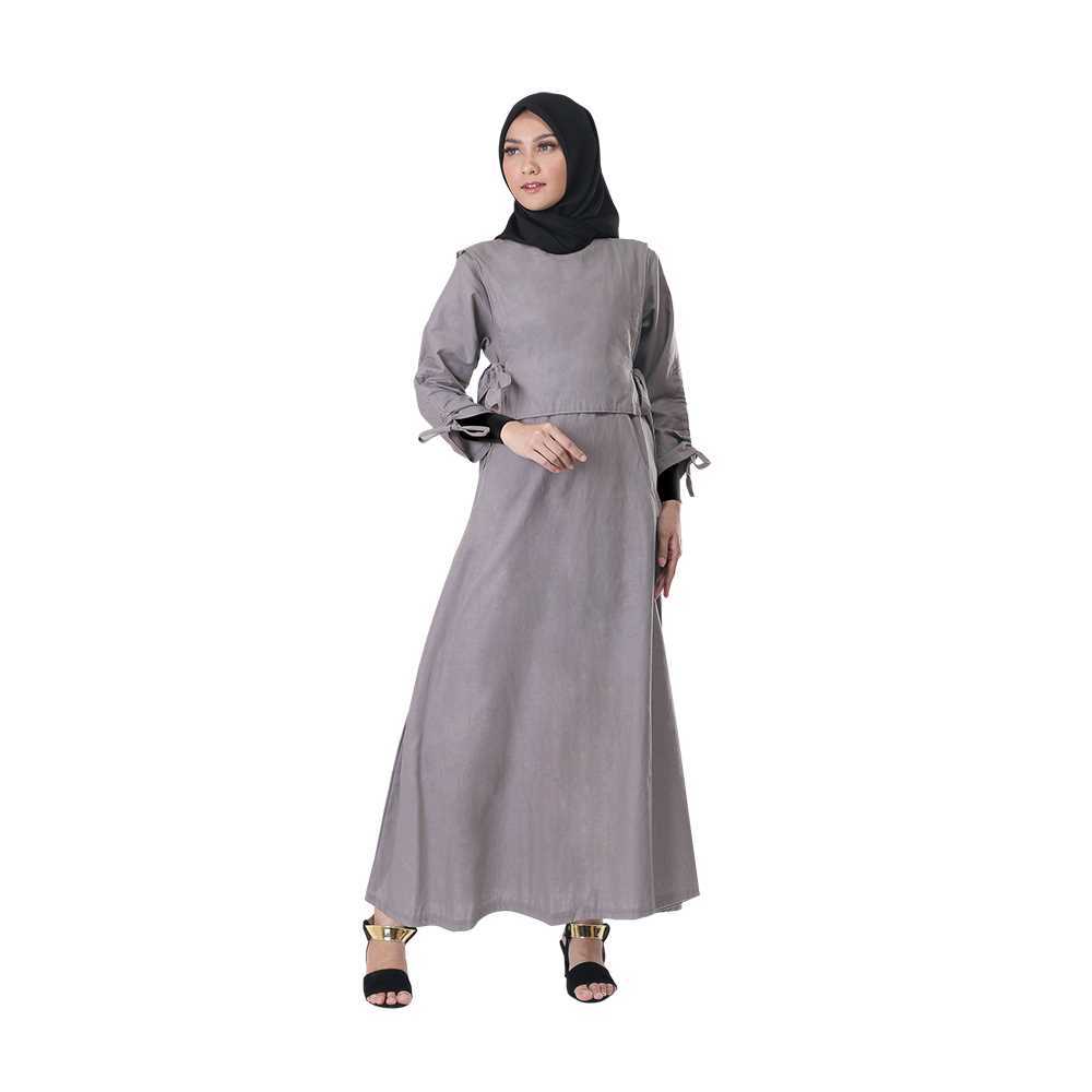 INFICLO Wanita Pakaian Gamis, Gamis Polos Abu Abu Wanita INFICLO