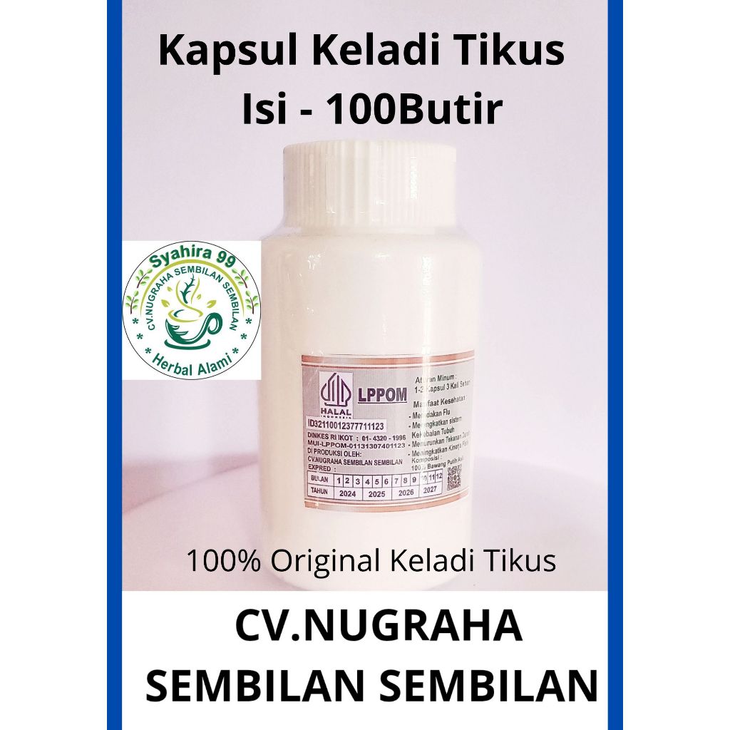 

KAPSUL HERBAL ALAMI KELADI TIKUS ISI 100 BUTIR KEMASAN BOTOL PUTIH