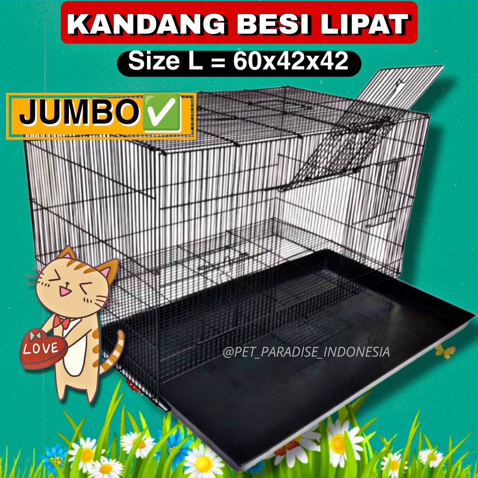 BISA COD PPI Kandang Besi Lipat JUMBO 6x42x42 Kandang Kucing Anjing Kelinci Musang Sangkar Umbaran B