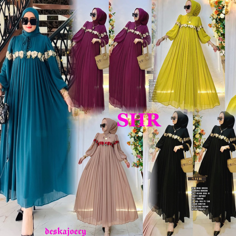 NEW SHR ORI  MIDI DRES SABRINA SET HIJAB BORDIR DADA ORI SHR 100%