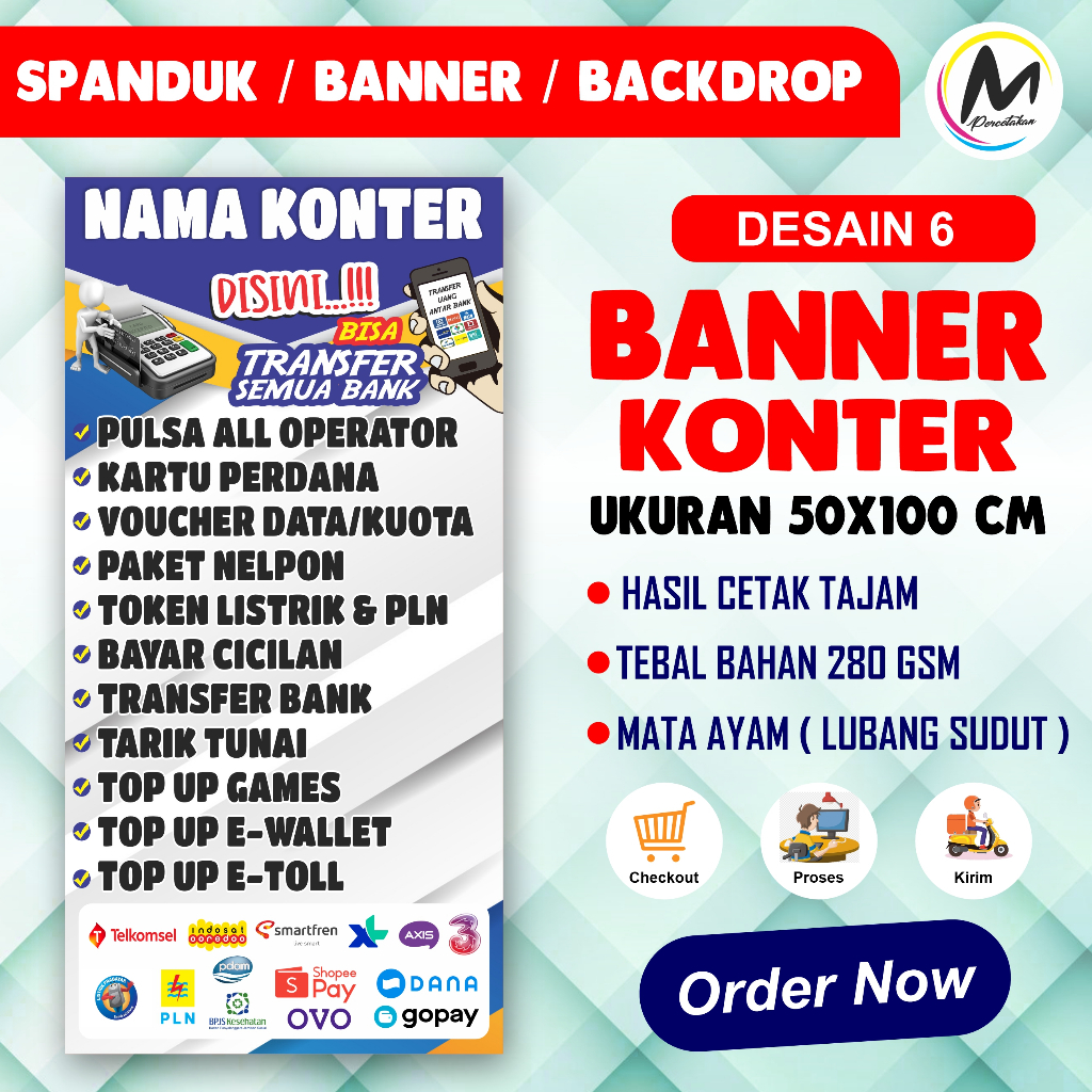 Banner Konter Pulsa Termurah Ukuran 50x100 cm