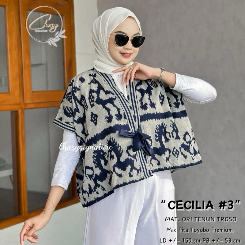 Cecilia Outer Tenun by Chasy Atasan Wanita Tenun Batik Cardi Motif Tenun Outer Batik Tenun Original 