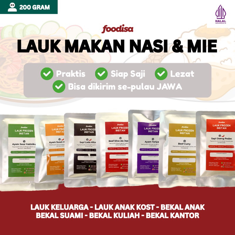 

FOODISA - Lauk Frozen Instant Praktis Siap Saji (200 Gram) Bekal Anak Suami Anak Kost Kantor