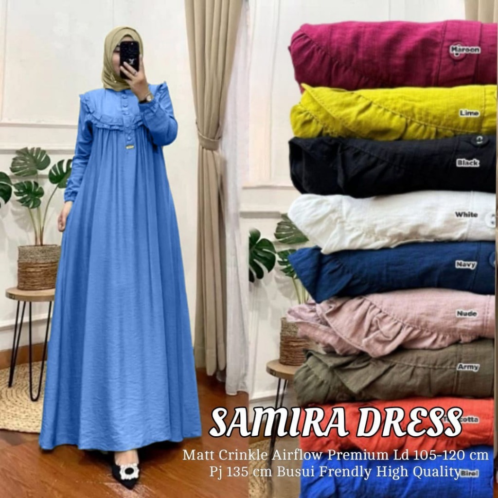 Gamis Crinkle seragaman ibu-ibu Jumbo LD 100 -120cm  Bahan crinkle Airflow