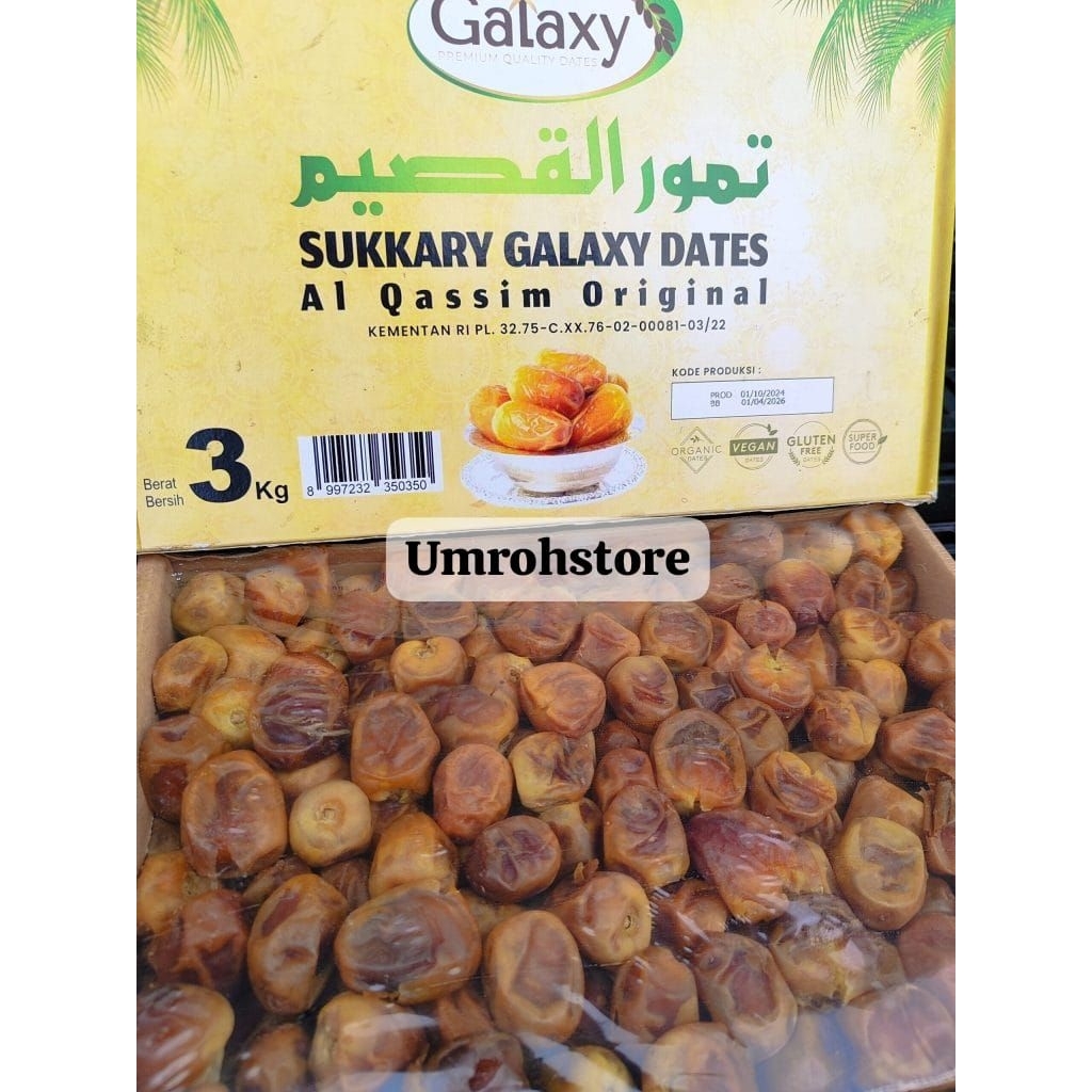 

Kurma Sukari Premium Galaxy Organik min 3,3 Kg Kurma Raja Sultan