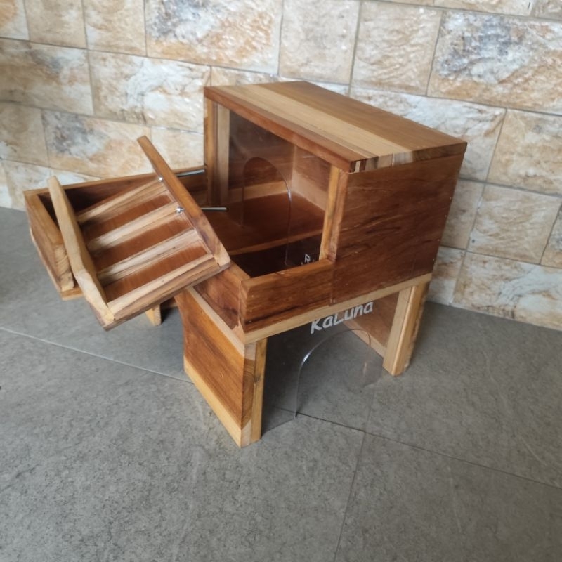 Rumah Landak Mini Kayu mix akrilik Kandang Landak Mini