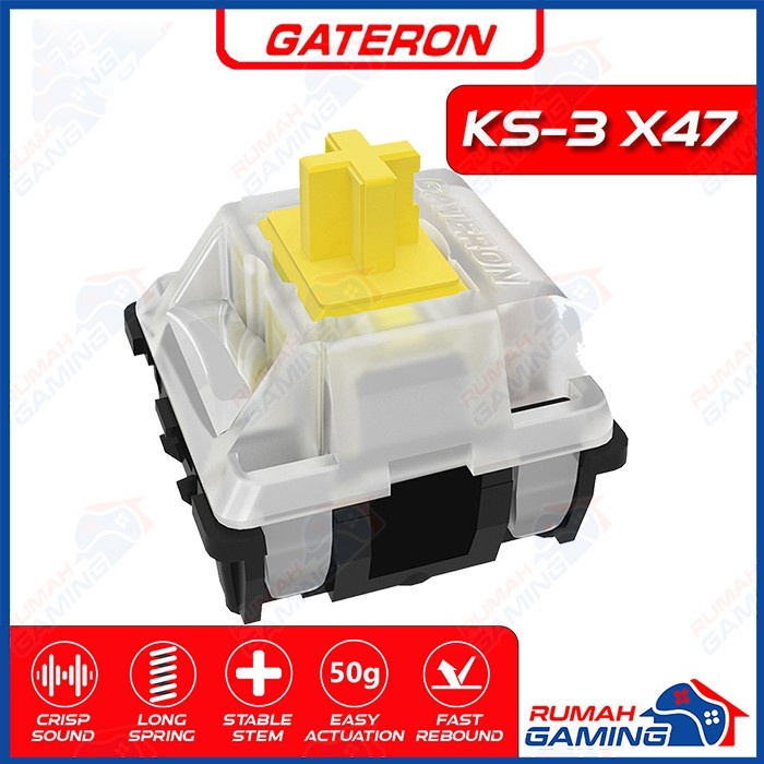 GATERON - Switch - KS-3 X47 Pro Milky Yellow - 5 Pin - 50g - Pcb Mount