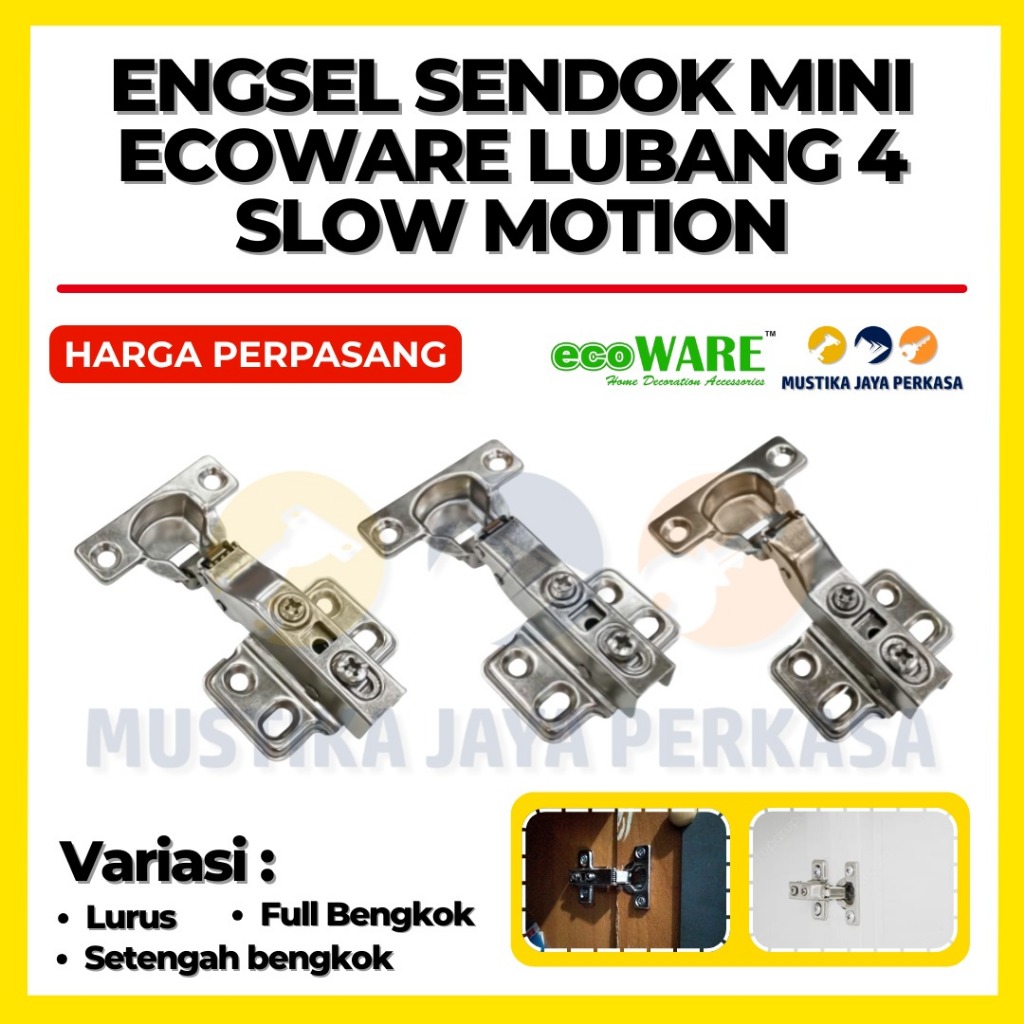 Engsel Sendok Mini Ecoware 26 mm SLOW MOTION Lubang 4 Engsel Lemari Kabinet Kitchen Set