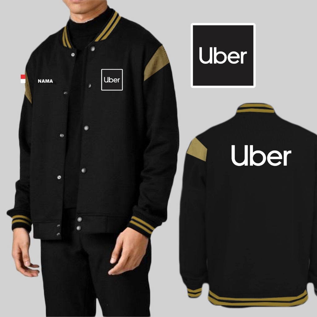 JAKET BASEBALL KANCING UBER / JAKET BASEBALL KANCING DISTRO / BASEBALL CUSTOM SABLON UBER / BISA REQ