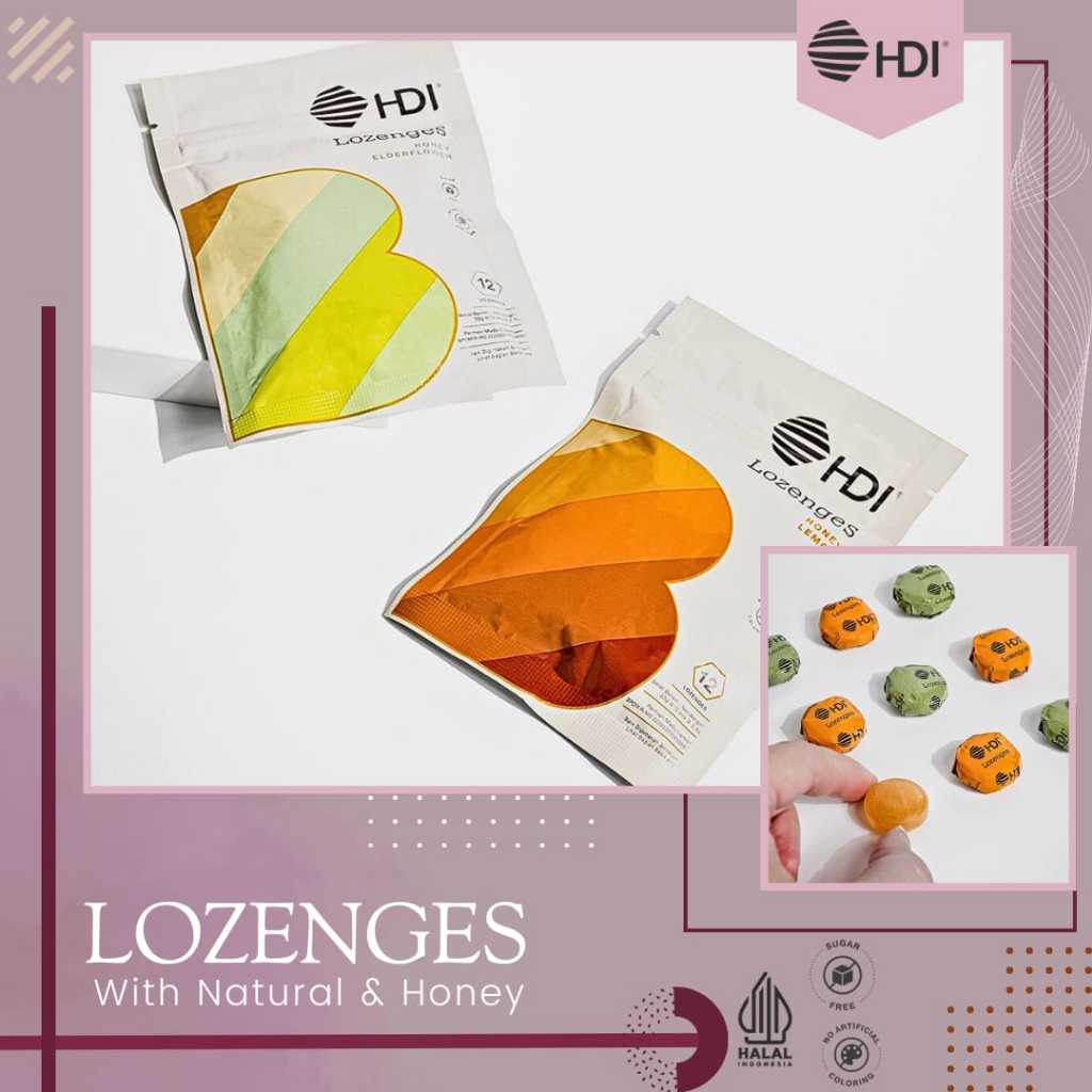 HDI Permen Kesehatan Lozenges Honey Elderflower • Honey Lemon ( Original By HDI )  - Produk Madu HDI