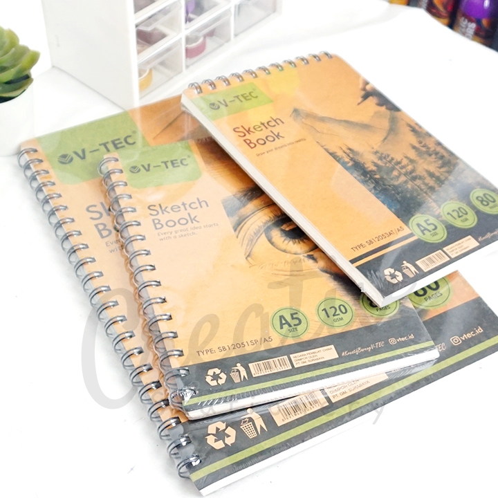 

V-tec Sketch Book A4 A5 Jilid Spiral Atas 120gsm 80 Halaman 40 Lembar