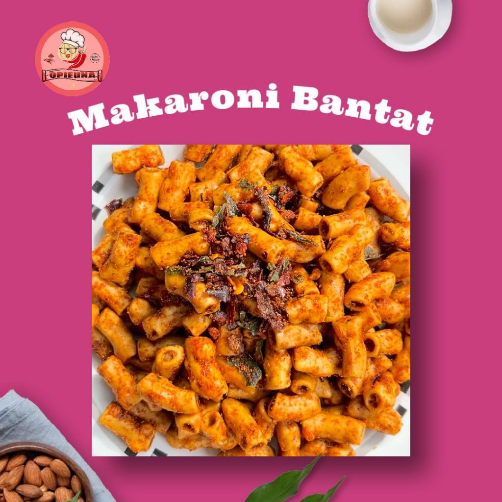 

Makaroni Bantet/Makaroni Bantat/Makaroni Coklat Pedas Daun Jeruk 1kg - Cemilan Pedas Opieuna