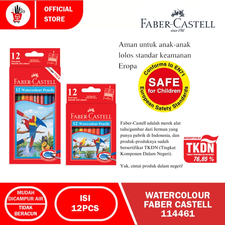 

Watercolor Pencil | Pensil Warna Faber Castell Panjang & Pendek12 Warna 114461 & 224462 (1PCS)