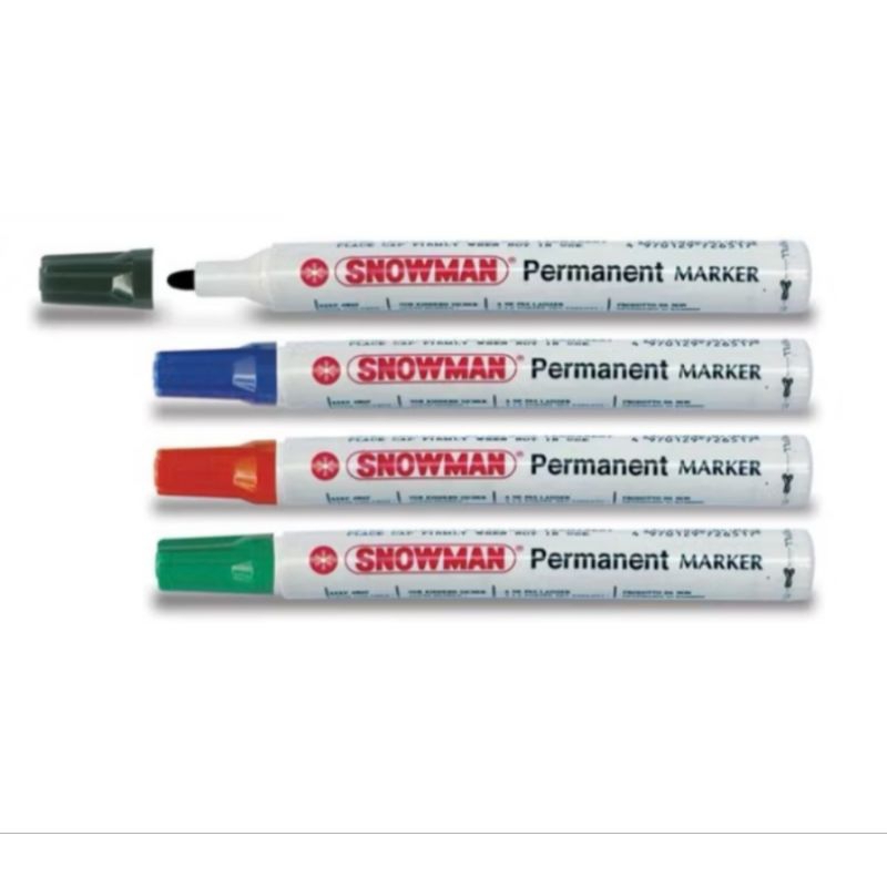 

SPIDOL SNOWMAN PERMANENT MARKER / SPIDOL PAPAN TULIS DLL PERMANENT (TIDAK BISA DI HAPUS) ECER / SATUAN