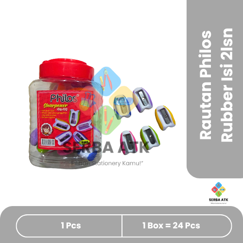 

[24 pcs] Rautan toples Philos Rubber isi 24 pcs serutan pensil bagus dan tajam