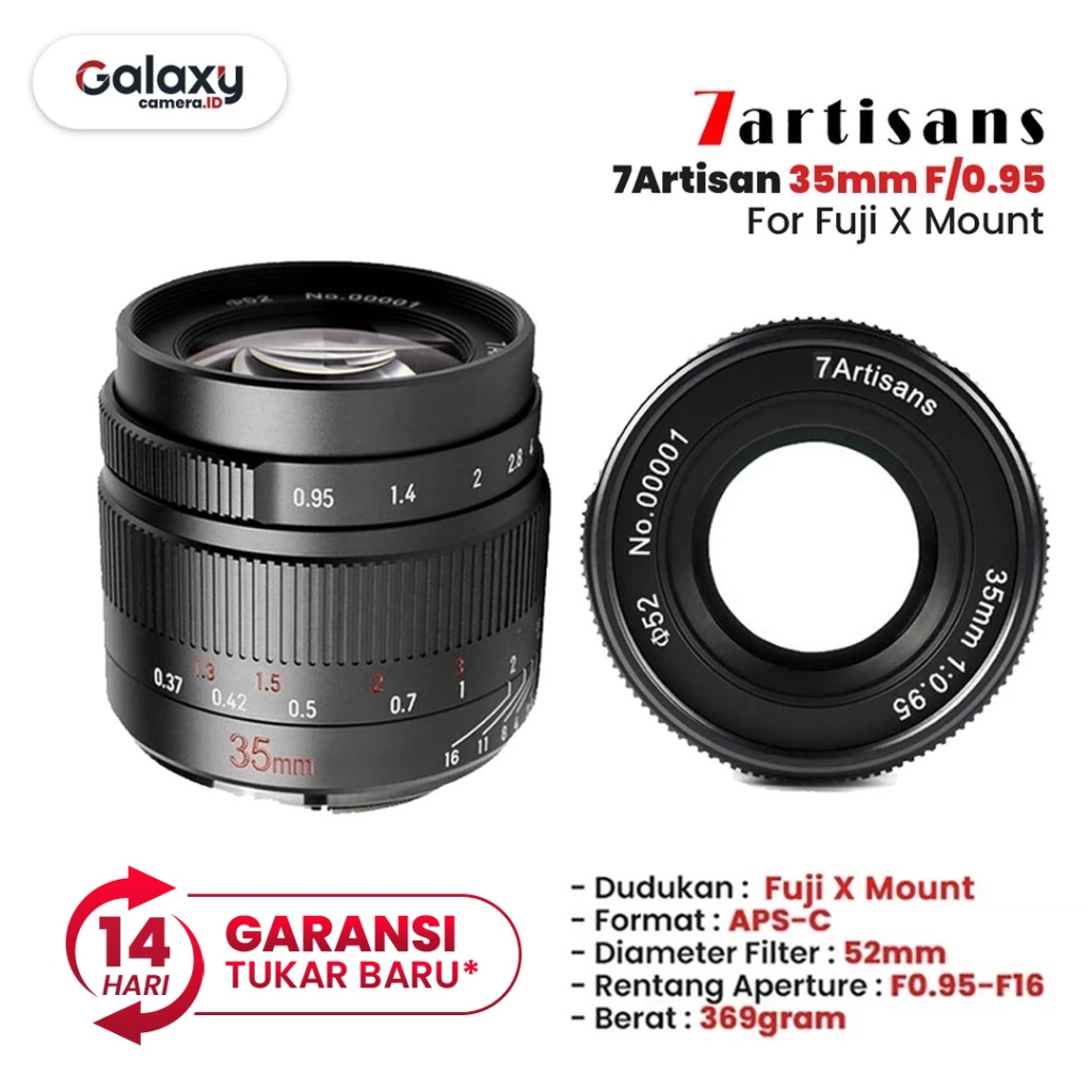 Lensa 7Artisans 35mm F0.95 For Fuji X Mount