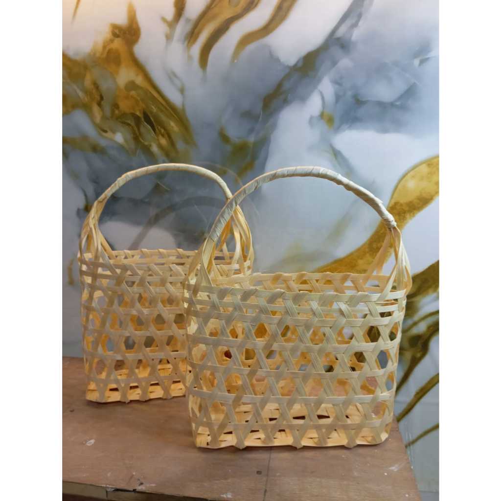 keranjang buah parcel anyaman bambu ukuran besar / keranjang buah rotan