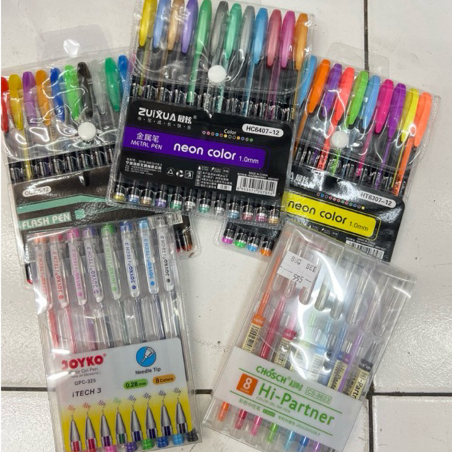 

Pulpen Pen Pena Glitter warna warni 12 warna | Pena Gel Warna | Pen Glitter