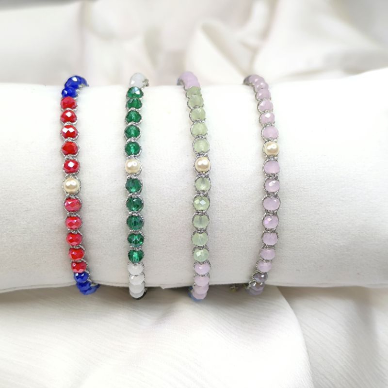 Crystal 4mm • pearl 4mm • bracelet inspired samapura bali • bracelet zodiac • bracelet fashion tali 