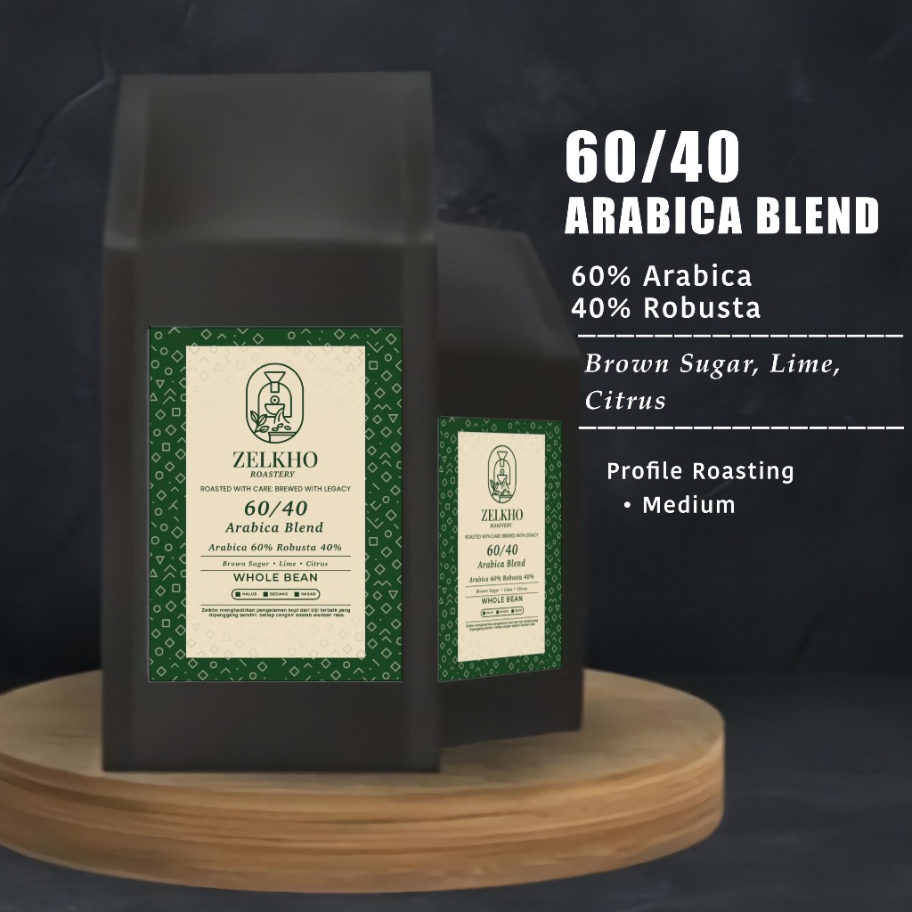 

Kopi Arabica 60/40 Blend KOMERSIAL Grade 200gr, 500gr, 1KG Biji Kopi Coffee Beans ZELKHO