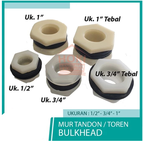 MUR TANDON TOREN AIR 1/2 3/4 1 inch PVC Vlok Ring Nepel Drat Bulkhead