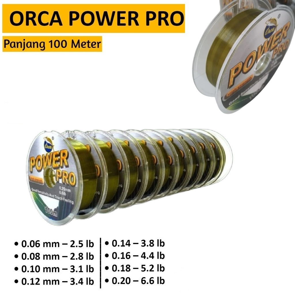 Senar pancing Fishing line Orca Power Pro connecting 0.06 0.08 0.10 ukuran lengkap bisa COD