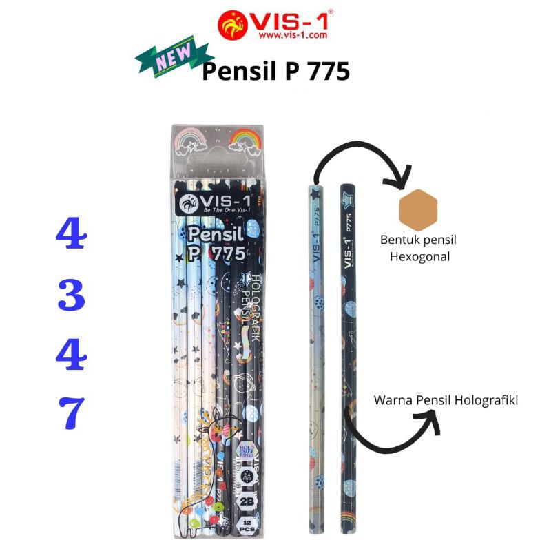 

PENSIL KAYU / PENSIL RAUT 2B VIS - 1 P-775 ( 1 LUSIN ISI 12PCS )