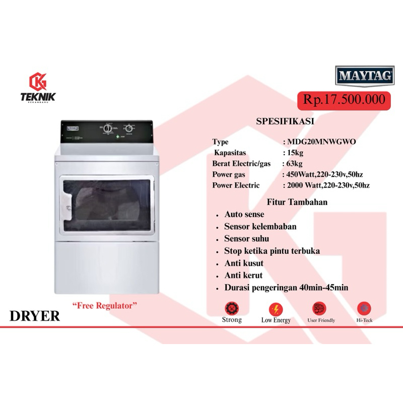 Dryer Maytag 15kg - Mesin Pengering  May Tag - Pengering Laundry