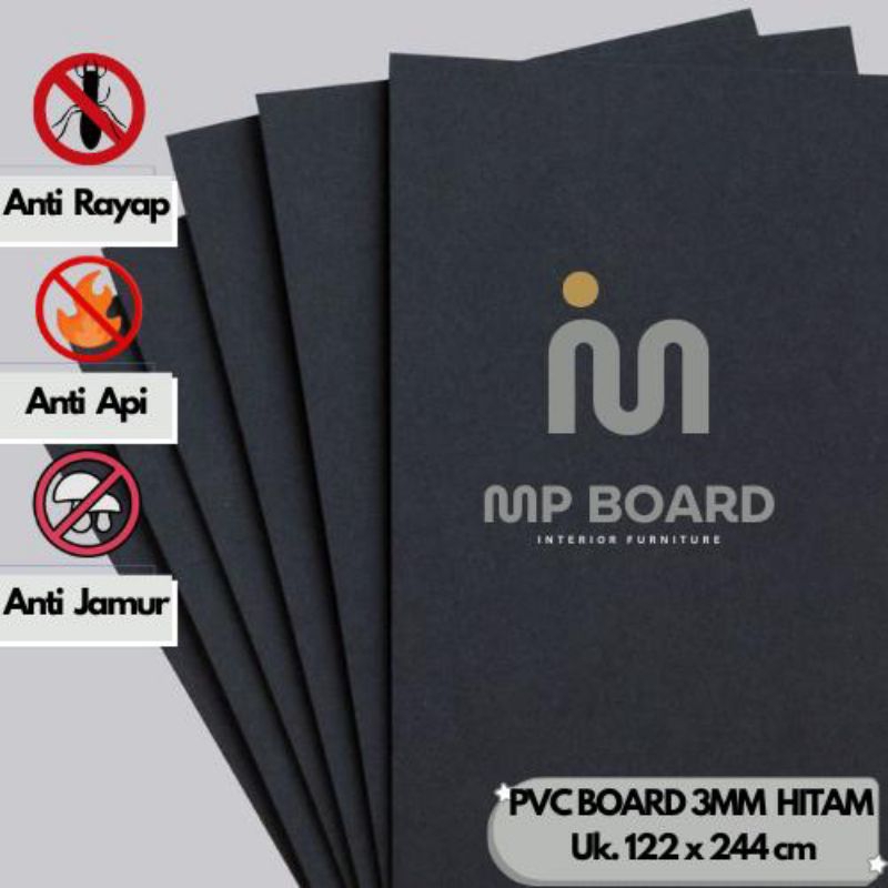 PVC Board Hitam Lembaran 3mm Ukuran 122x244cm | PVC Foam Board | Bahan Maket | Interior Furniture | 
