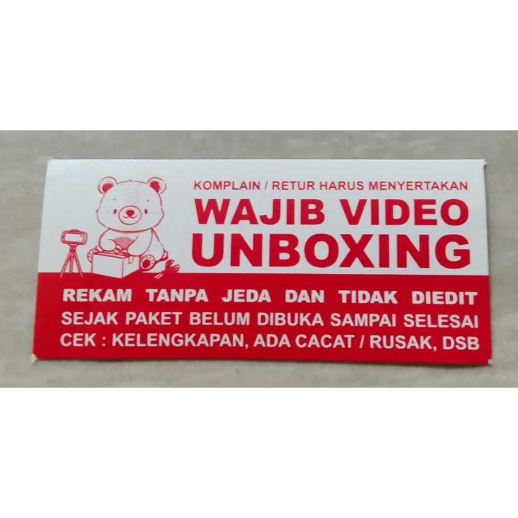 

Sticker Wajib Video Unboxing Motif Beruang Ukuran 25x55mm Jual Perpcs