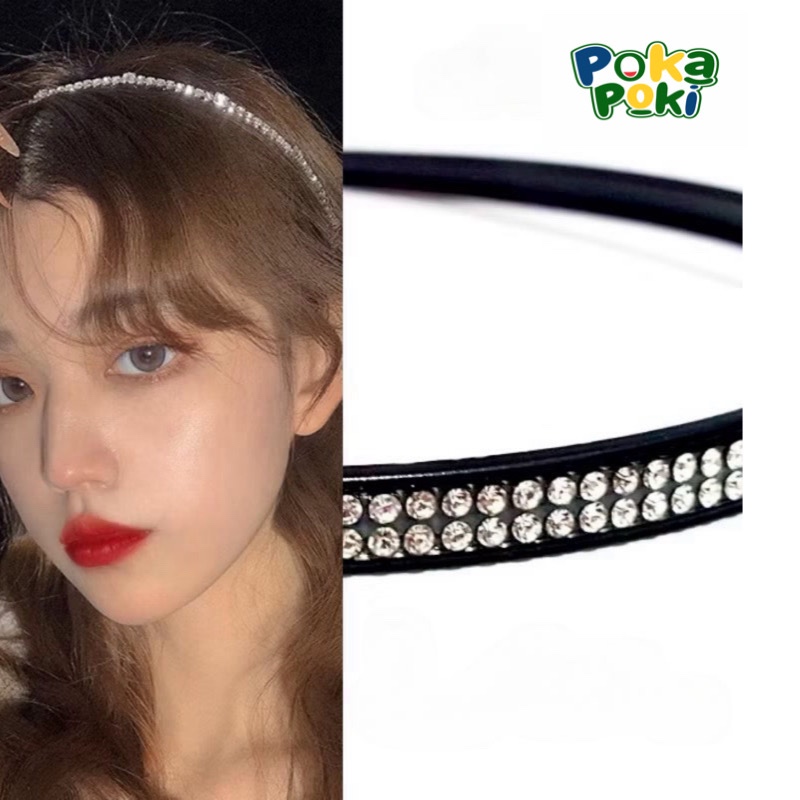 Bando Permata 2 baris Diamond Korea Headband Bandana Diamond Permata Permata Berlian Aksesoris Banda