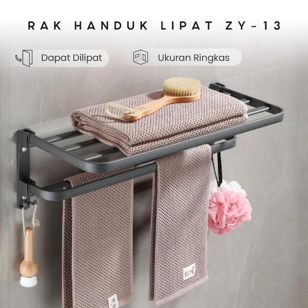 Rak Kamar Mandi Tempel Jemuran Handuk Rak Handuk Lipat Kamar Mandi