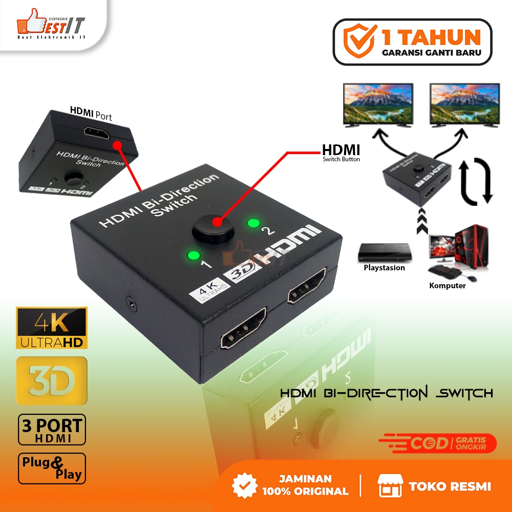 HDMI Switch Bi Direction 3 Port HDMI 4K 3D