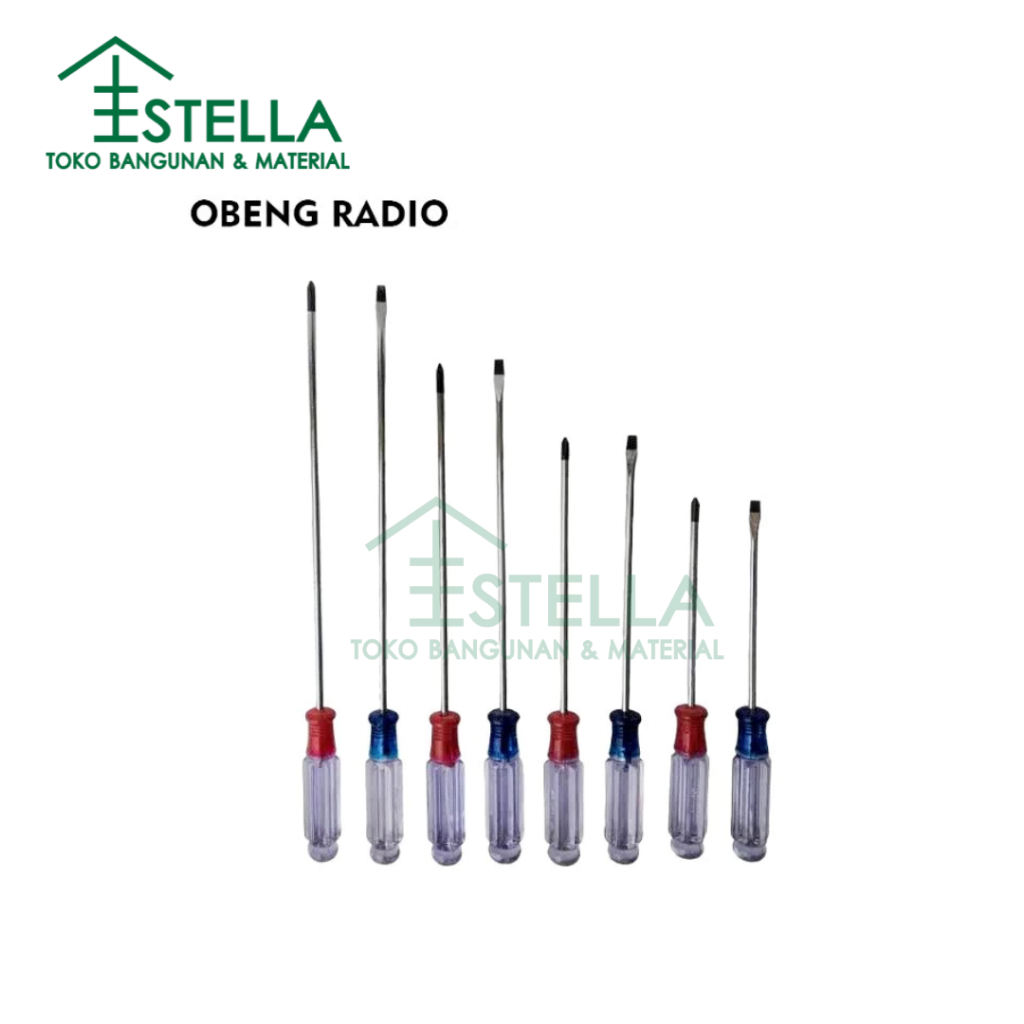 Obeng Radio Plus Minus + - 6"  Obeng Kecil Kurus Panjang 6 Inch