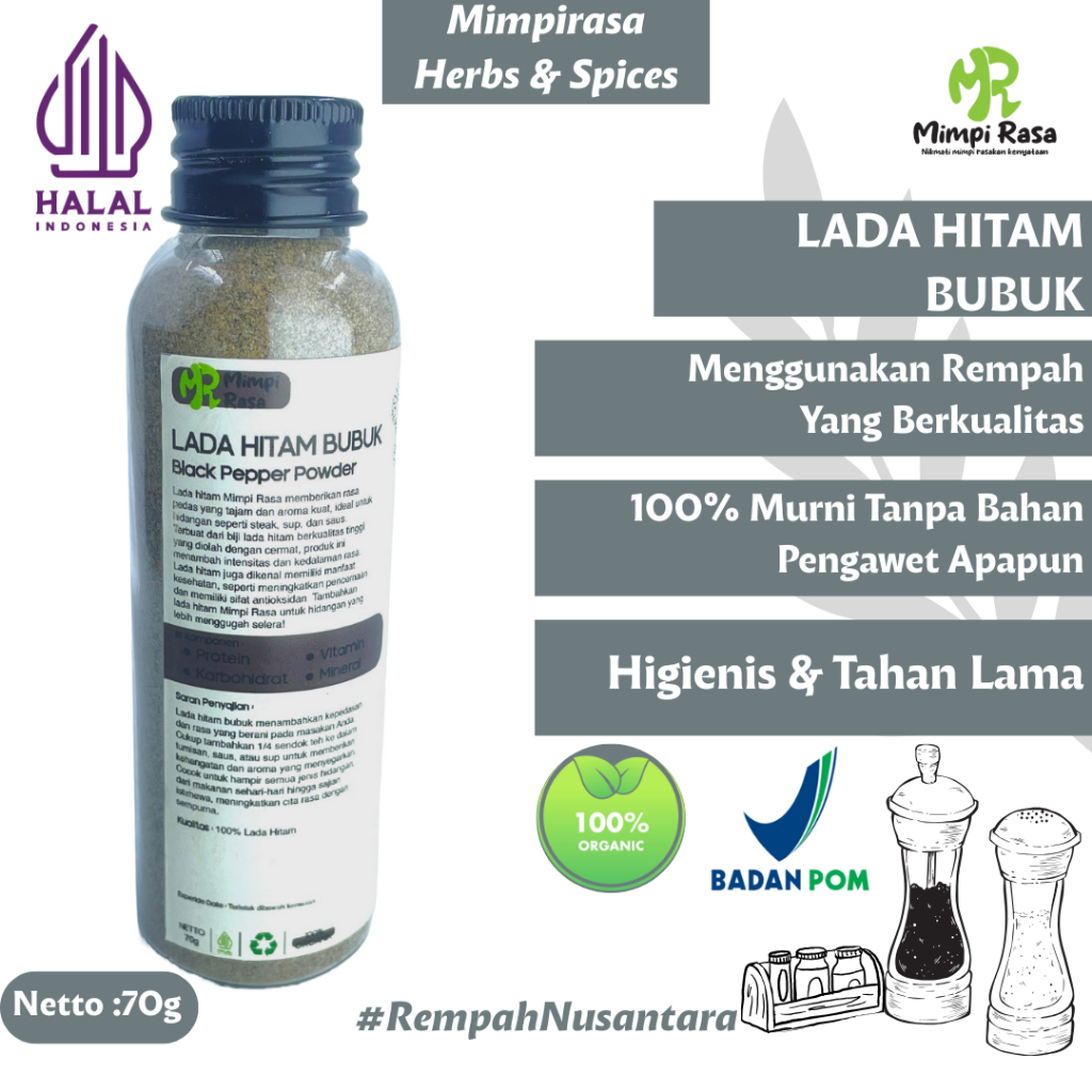 

BUMBU | LADA HITAM BUBUK | BLACK PEPPER POWDER | 85g