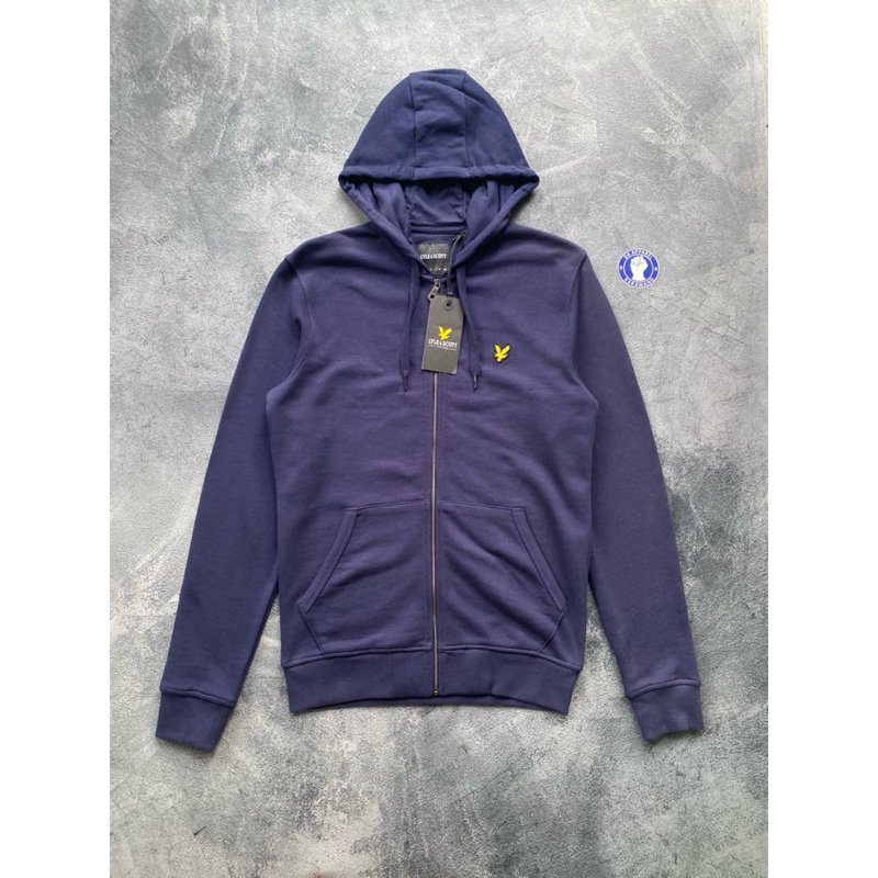 Ready stok Lyle&Scott Full Zip Fly Fleece Hoodie Jet navy Original 100%
