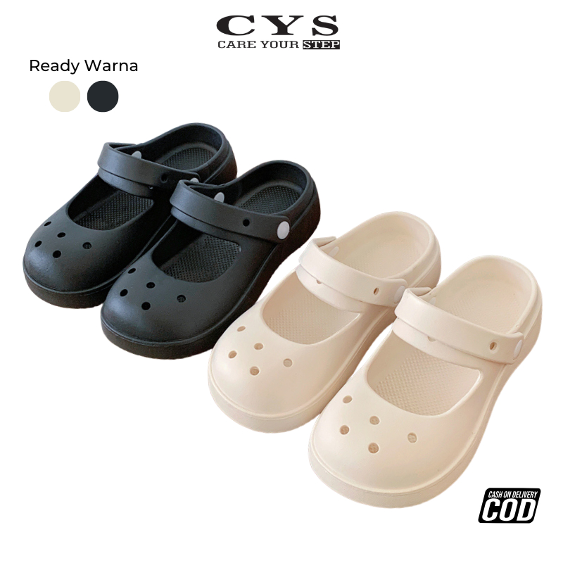 CYS Sandal Slop Wanita Model Flat Jelly Slip On Bahan PVC Anti Air Kekinian SPT-99