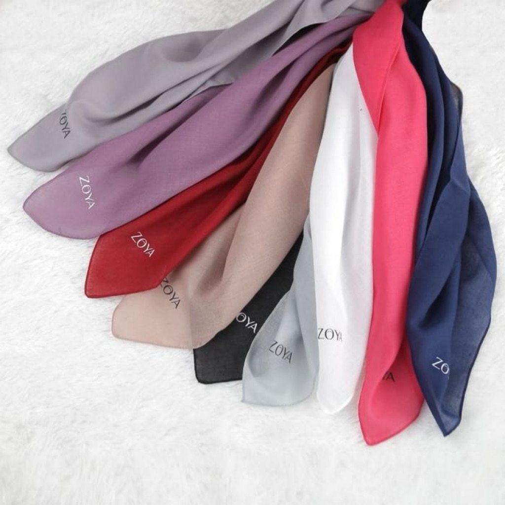 NEW Zoya KAMANIYA Plain Scarf - Kerudung Hijab Segi Empat Polos Bahan Voal