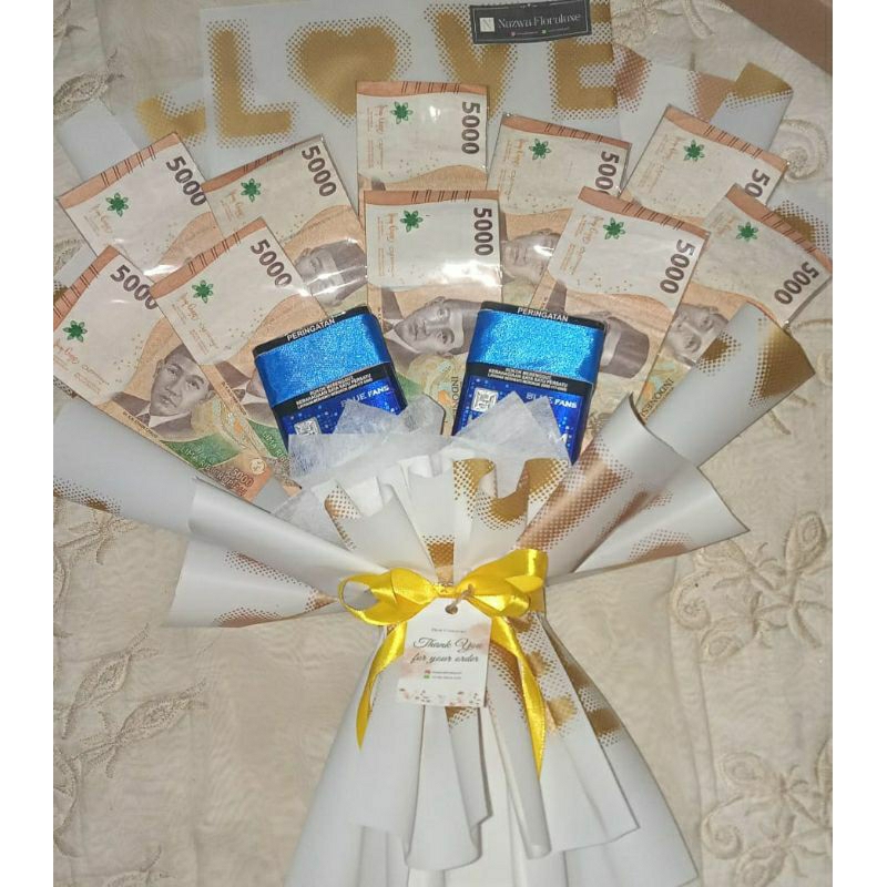Buket 10 lembar uang 5k (tanpa bunga)