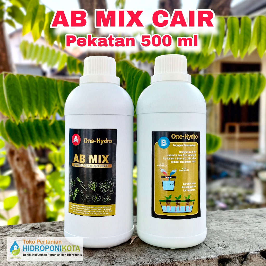 OH - AB Mix Cair One Hydro Premium 100 L / Pekatan 500ml - Botol Putih
