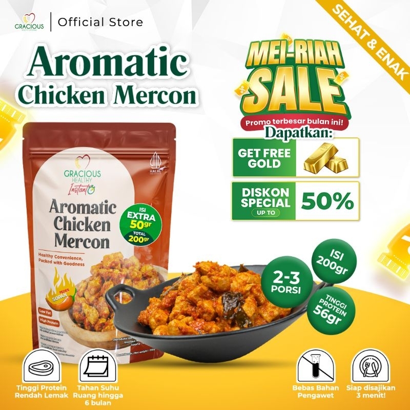 

Gracious Aromatic Chicken Mercon Sopan - Protein 56gr (Makanan Instant Sehat Siap Saji)