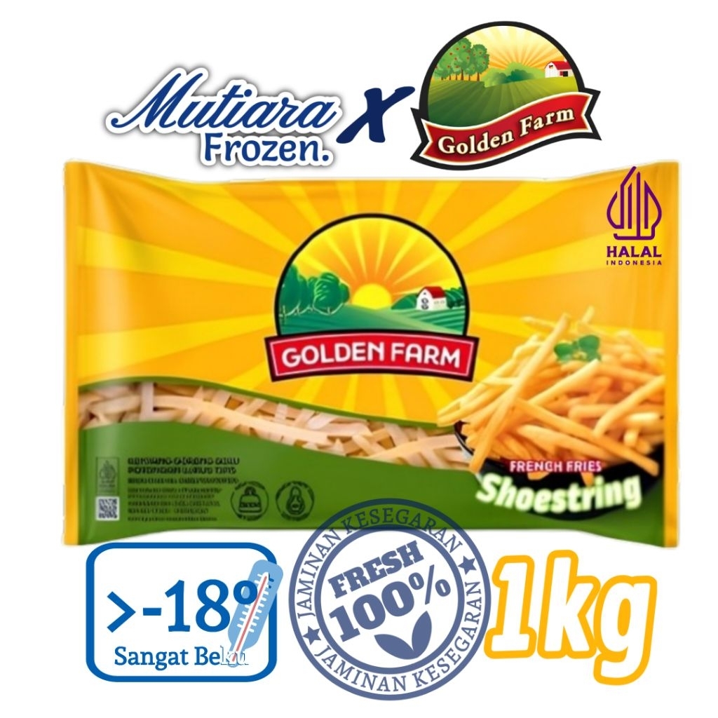 

GOLDEN FARM FRENCH FRIES SHOESTRING 1000 GRAM KENTANG GORENG 1 KG CEMILAN FROZEN