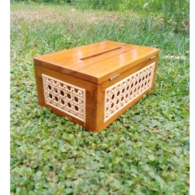 Kotak Tisu Kombinasi Rotan Tempat Tisu Aesthetic Tempat Tisu Estetik Kotak Tisu Estetik Kayu Jati So