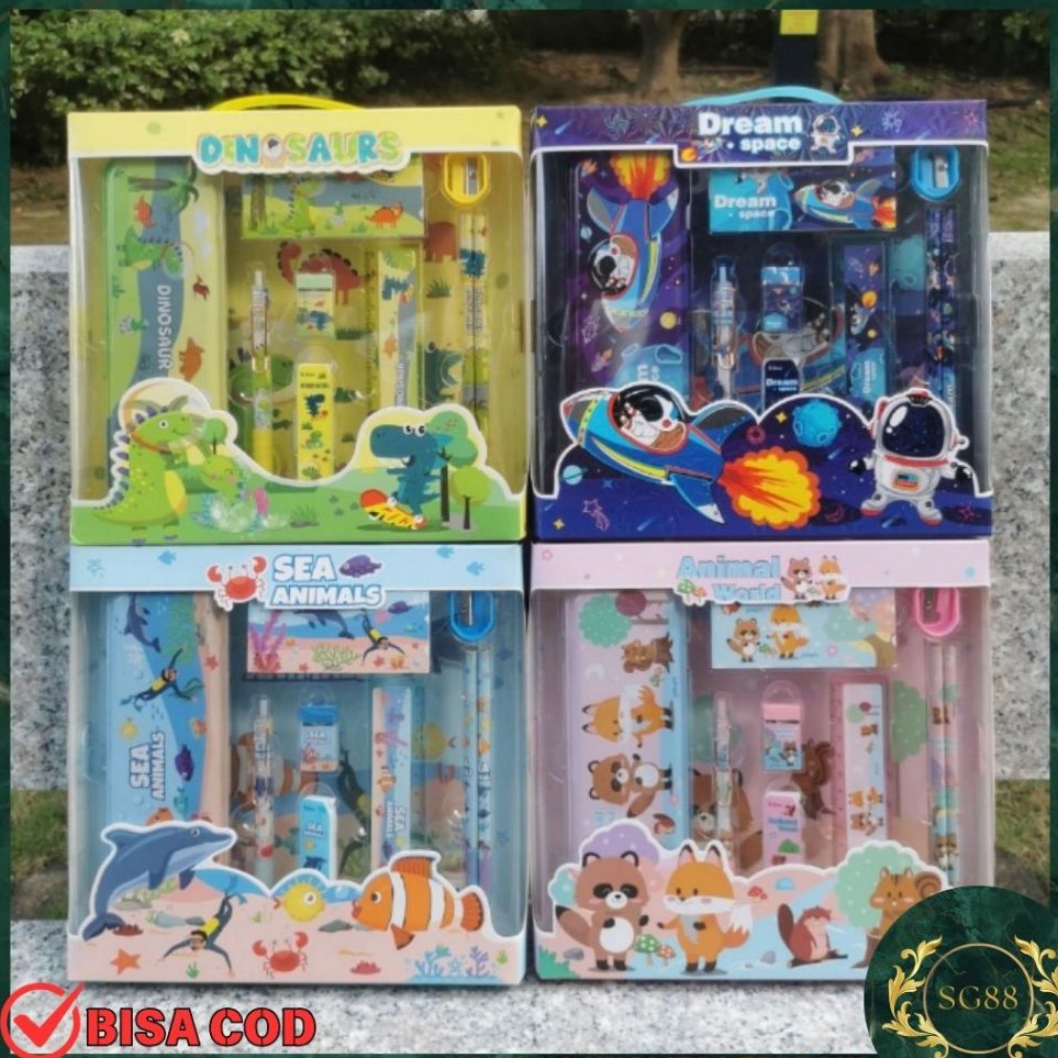 

KODE I6E SG17 Paket Alat Tulis Set 9 in 1 Stationary Set Alat Tulis Sekolah isi 9 pcs Perlengkapan Sekolah Lengkap Anak SD Paket Alat Tulis Motif Karakter Lucu