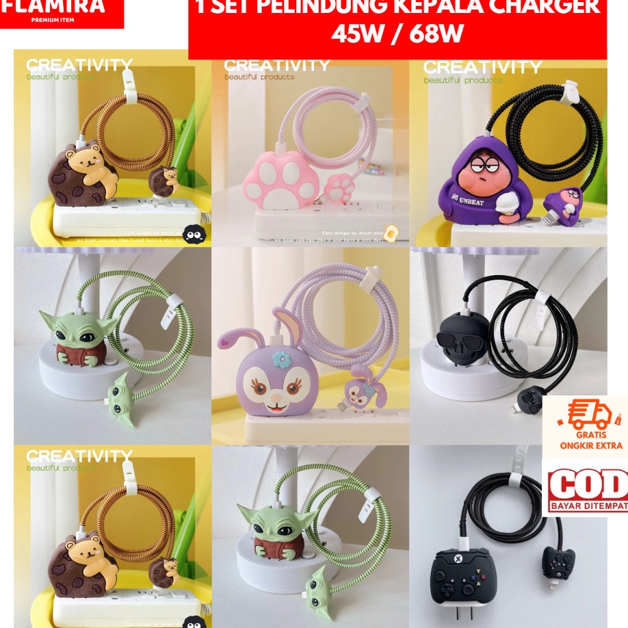 KODE U49T 1 SET Pelindung ujung Batok karakter Kabel 45W INFINIX 68W WATT  FULL SET 4 IN 1 Case Cove