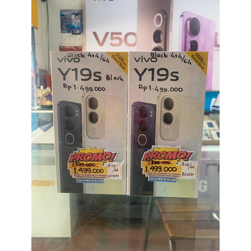 [PROMO HP ]JUAL VIVO Y19S RAM 4GB ROM 64GB WARNA HITAM & SILVER